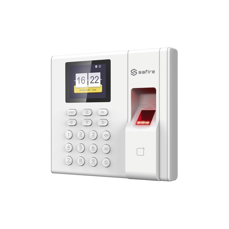 Safire SF-AC3002KEMD-IP-BAT - Control de Presencia Huella, Tarjeta EM y PIN con batería de respaldo