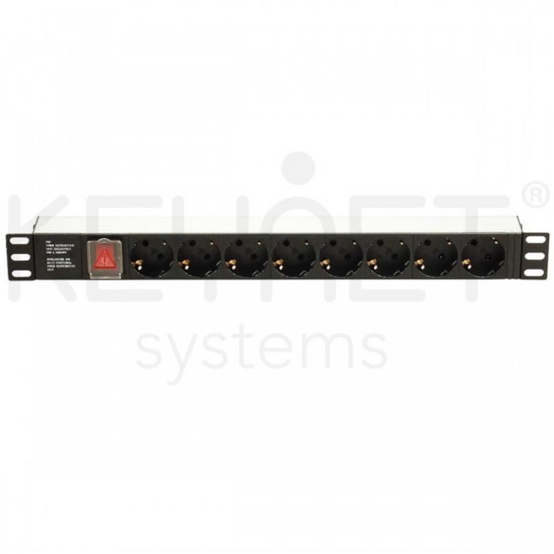 Keynet FSK-198-DOF - Regleta Schuko 19” 1U con 8 schukos