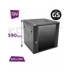Keynet FR6-C1266-GS - Armario Rack GS 12U de 19" a pared con puerta de cristal