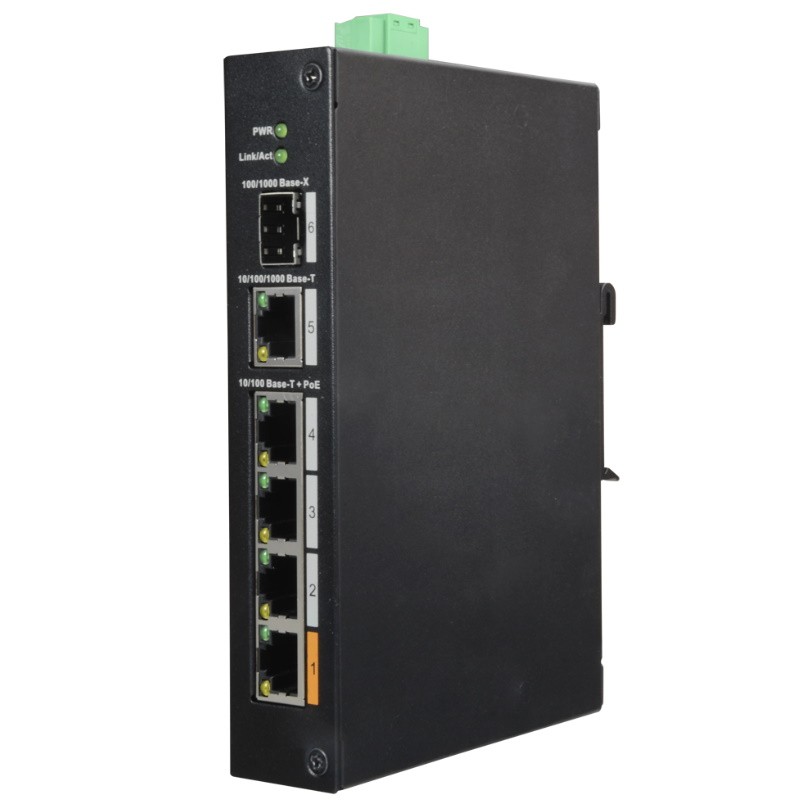 X-Security XS-SW0604HIPOE-F-60-DIN - Switch PoE 4 puertos PoE +1 SFP +1 Uplink Gigabit.