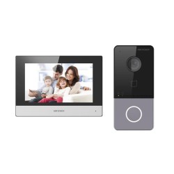 Hikvision DS-KIS603-P(C) - Kit de videoportero IP y WiFi con pantalla TFT LCD de 7"