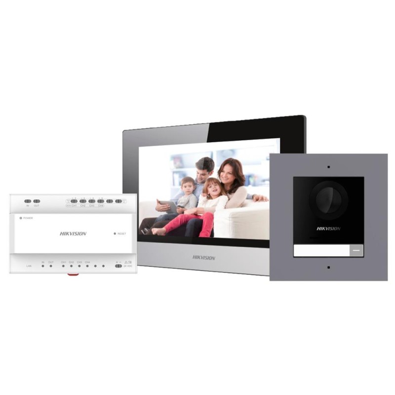 Hikvision DS-KIS702Y - Kit de videoportero con tecnología 2 hilos con WiFi y TCP/IP