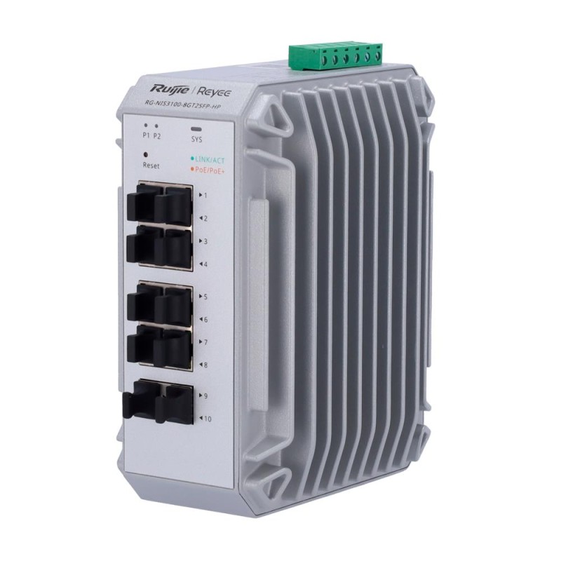Reyee RG-NIS3100-8GT2SFP-HP - Switch Industrial Gestionable PoE Capa 2 8 puertos PoE+Gb + 2 SFP