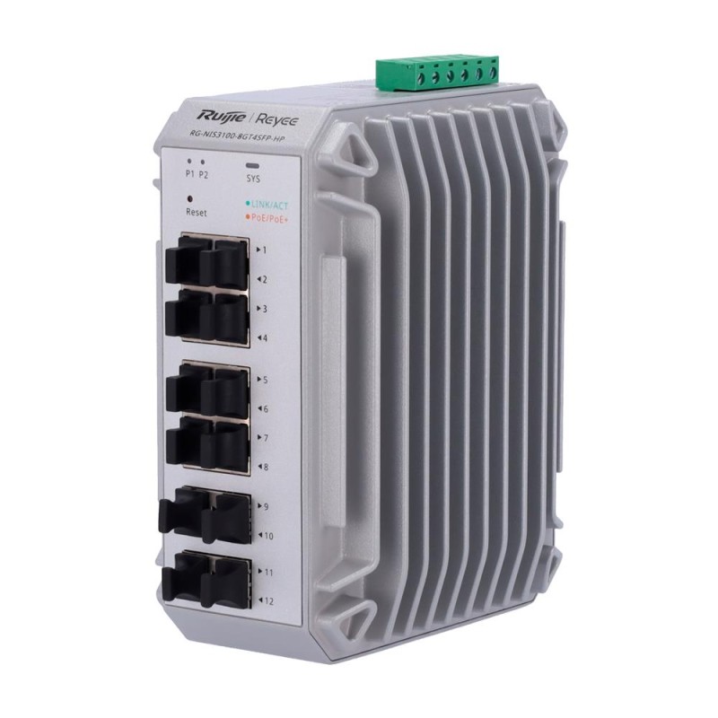 Reyee RG-NIS3100-8GT4SFP-HP - Switch Industrial Gestionable PoE Capa 2 8 puertos RJ45 + 4 SFP Gb