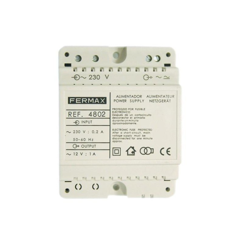 Fermax 4802 - Alimentador para instalaciones 4+N DIN4 230VAC / 12VAC - 1A
