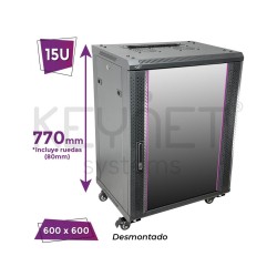 Keynet FR6-C1566-U - Armario Rack 15U desmontado 770x600x600mm 60kg