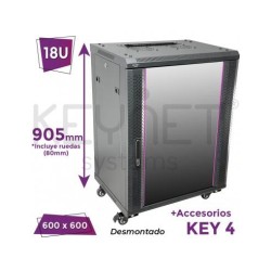 Keynet FR6-C1866-U-KEY4 - Rack 18U desmontado 905x600x600mm 60kg + KEY4
