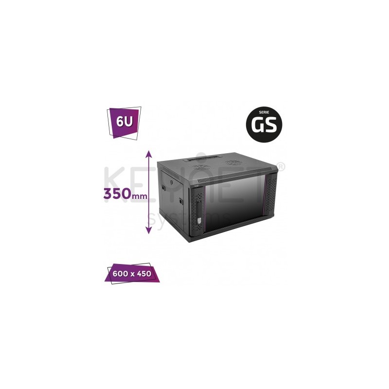 Keynet FR6-C0664 - Armario rack montado 6U 19" a pared con puerta de cristal
