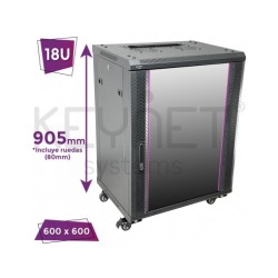Keynet FR6-C1866 - Rack 19" 18U pared/suelo con puerta de cristal
