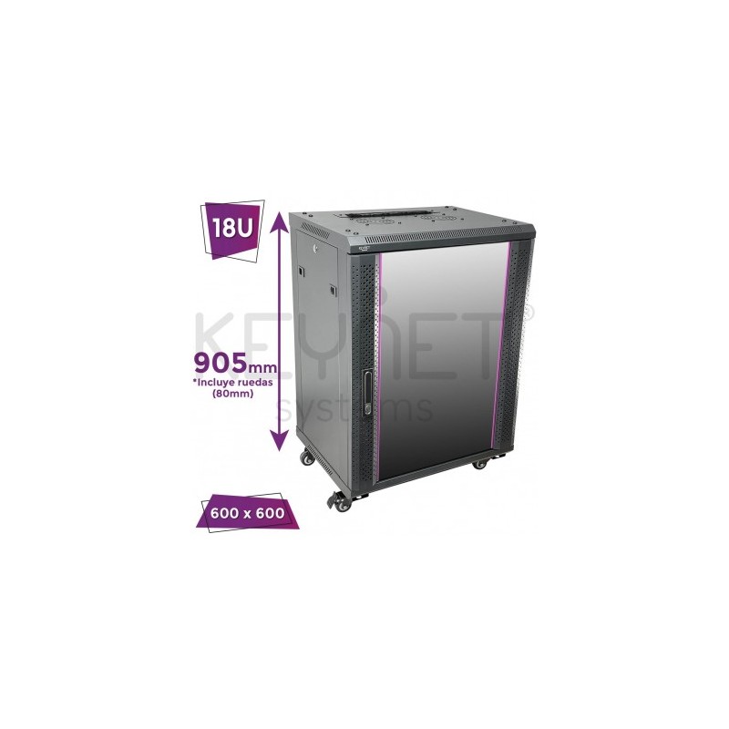 Keynet FR6-C1866 - Rack 19" 18U pared/suelo con puerta de cristal
