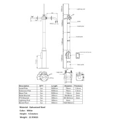 POLE-450-D - Especificaciones Poste para CCTV 4.5m