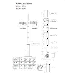 POLE-600-D - Especificaciones Poste para CCTV 6m de altura