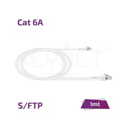 Keynet TL-6ASFJ-01 - Latiguillo de datos Cat6A S/FTP 26AWG LSZH blanco 1m