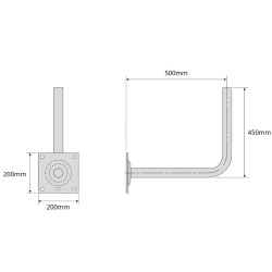 Televés 7371 - Soporte "L" para antenas parabólicas 500x450mm, Ø45mm