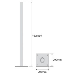 Televés 757602 - Medidas Soporte "T" 1000 x 200mm Galvanizado en caliente