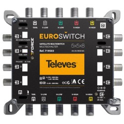 Televés 719503 - Multiswitch autónomo de 5 entradas y 8 salidas