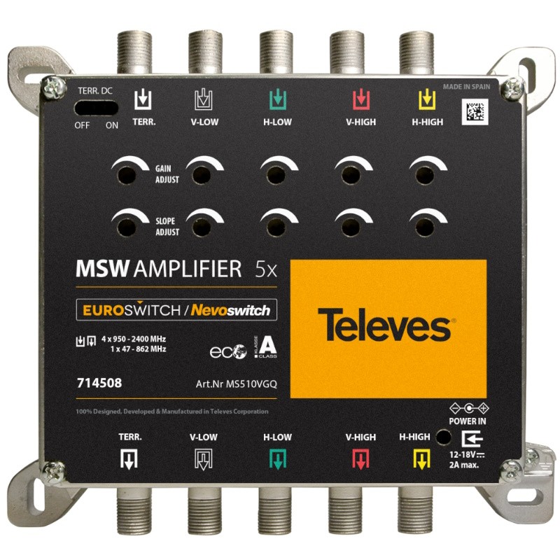 Televés 714508 - Amplificador Quattro EuroSwitch / NevoSwitch 5 entradas