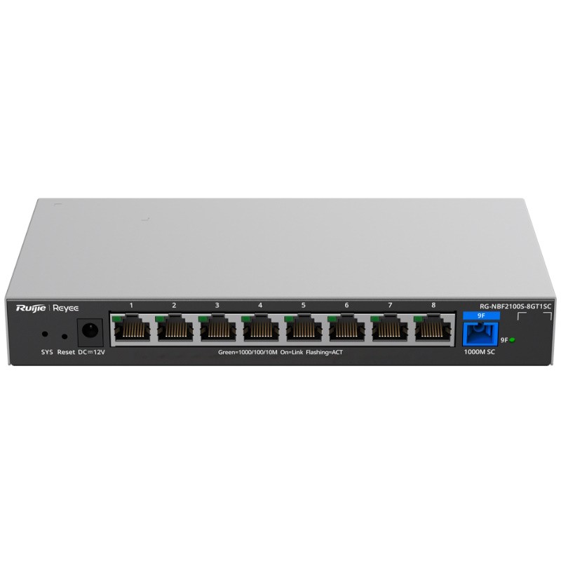 Reyee E-Lighten RG-NBF2100S-8GT1SC - Switch Cloud Capa 2 8 Puertos RJ45 Gb + 1 Óptico SC 1G