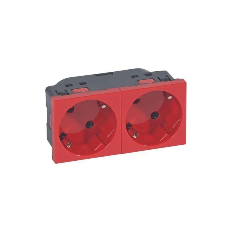 Legrand 077272 - Base de corriente múltiple Mosaic Roja