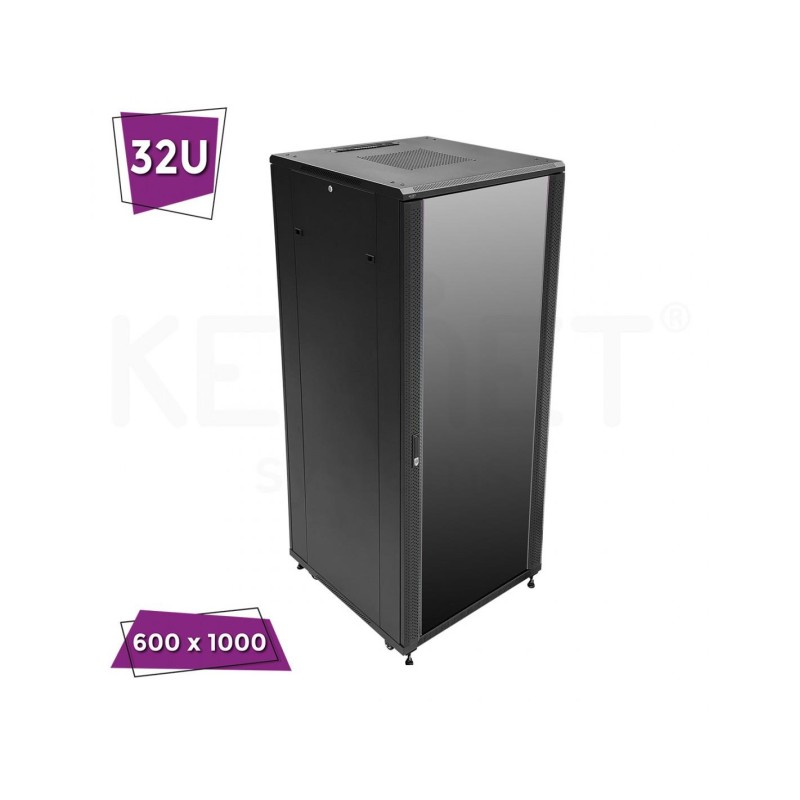 Keynet FR4-CS3261 - Armario Rack montado de 19" 32U a suelo con puerta de cristal