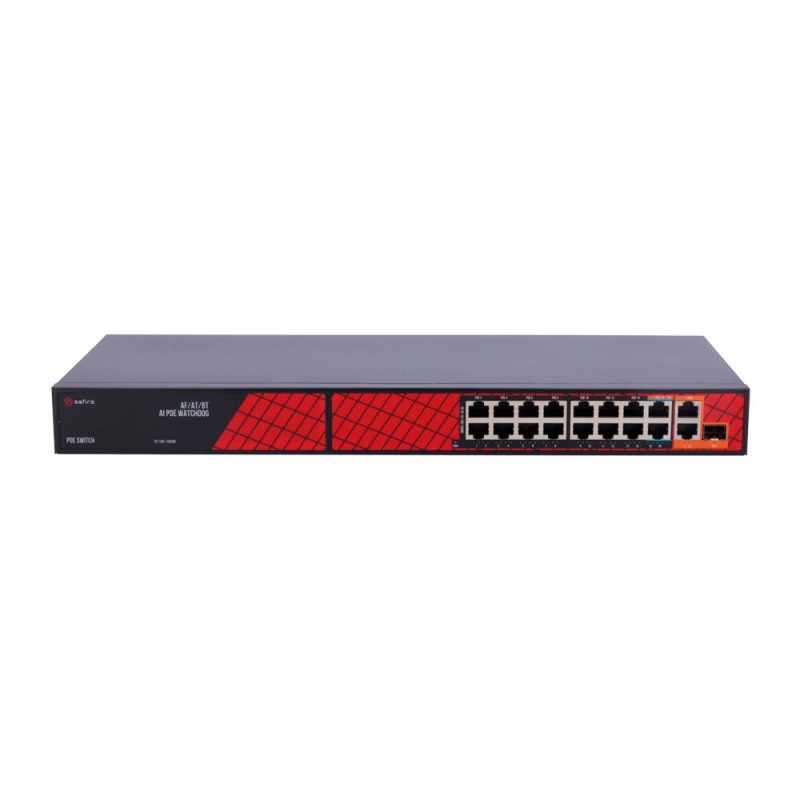 Safire SF-SW1916HIPOE-HF-300 - Switch Hi-PoE 16 Puertos PoE + 2 Uplink RJ45 + 1 Uplink SFP