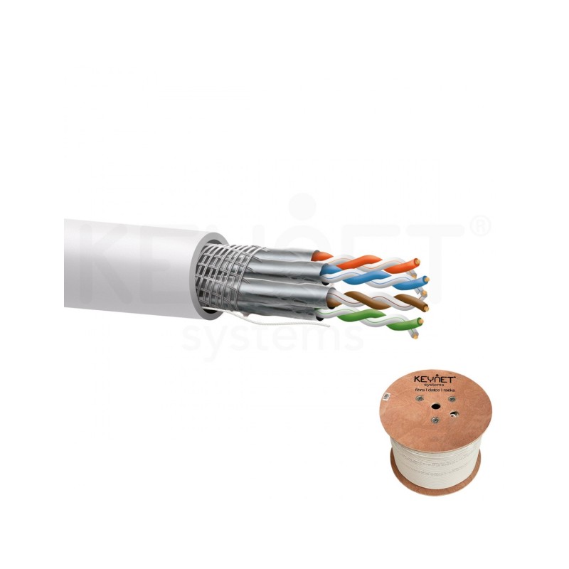 Keynet TD-740ASF-B2-LB5 - Cable de datos categoría 7A S/FTP 23AWG Blanco Bobina 500mt