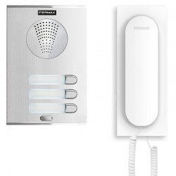 Fermax 4863 - Kit 3 viviendas audio con placa Cityline de empotrar y teléfonos Veo