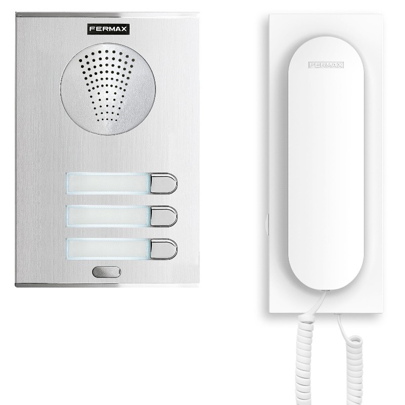 Fermax 4863 - Kit 3 viviendas audio con placa Cityline de empotrar y teléfonos Veo