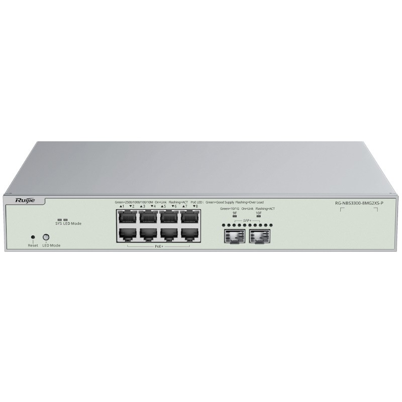 Reyee RG-NBS3300-8MG2XS-P - Switch PoE Cloud Capa 2 8 puertos PoE MultiGigabit
