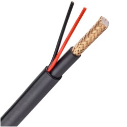 RG59P-300-LSZH - Cable Combinado RG59 + alimentación, rollo de 300m color negro