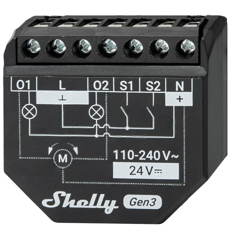 Shelly SH-2PM-GEN3 - Control remoto inteligente para persianas con WiFi y Bluetooth