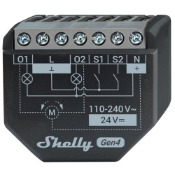 Shelly SH-2PM-GEN4 - Control remoto inteligente para persianas con WiFi, Bluetooth y Zigbee