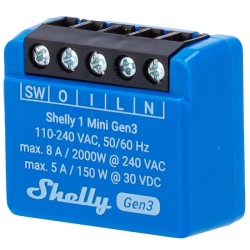 Shelly SH-1-MINI-GEN3 - Control remoto inteligente WiFi y Bluetooth con contacto seco