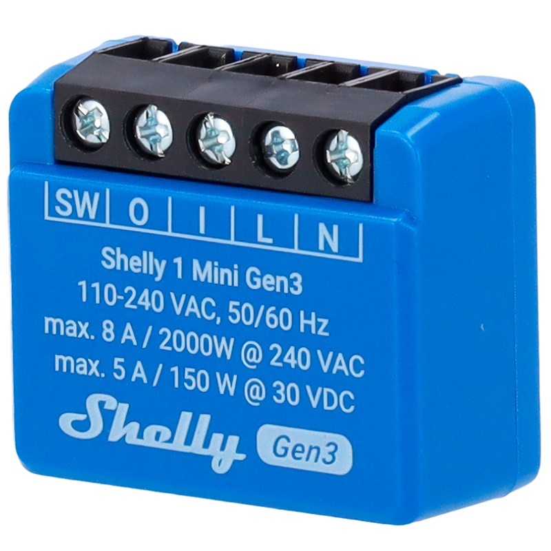 Shelly SH-1-MINI-GEN3 - Control remoto inteligente WiFi y Bluetooth con contacto seco