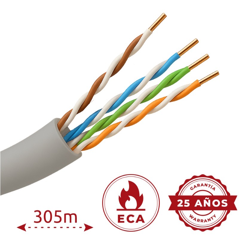 Safire UTP5E-305-PVC-Eca - Cable UTP Cat. 5E CCA 5mm Eca 305 metros Gris