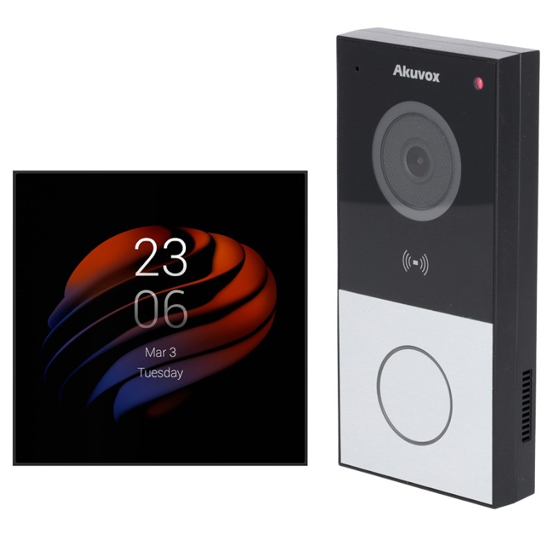 Akuvox AK-KIT-E12PS51-POE - Kit de Placa y Monitor videoportero Android IP y WiFi Gama Akubela