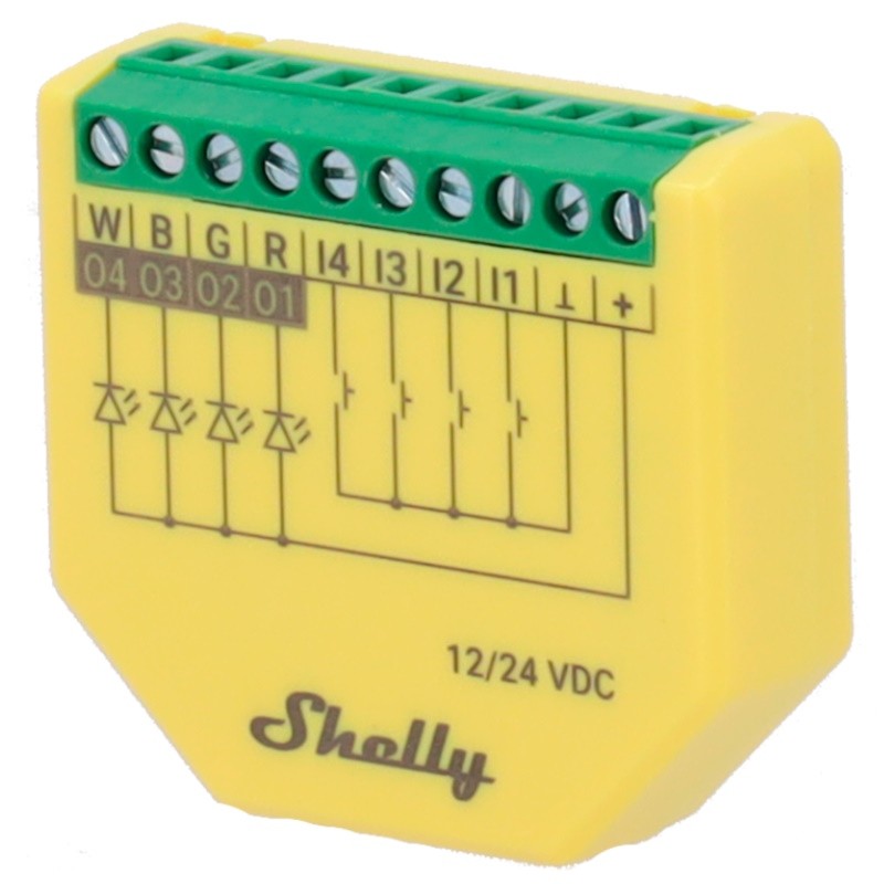 Shelly Plus RGBW PM – Controlador WiFi para tiras LED RGBW