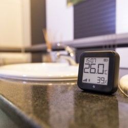 Shelly H&T Gen3 Matte Black - Sensor inteligente de temperatura y humedad sin hub