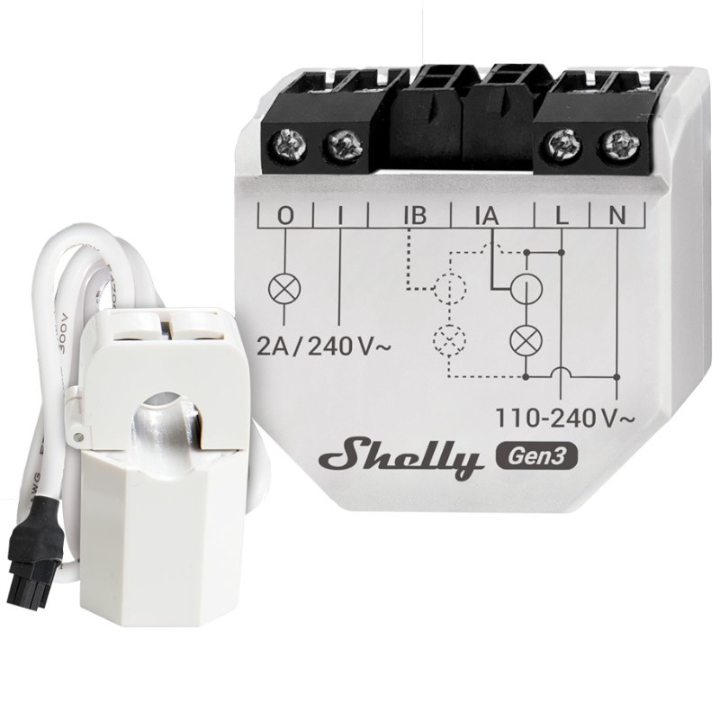 Shelly EM Gen3 + 50A - Medidor de energía WiFi con pinza amperimétrica