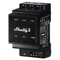 Shelly Pro 3 - Relé WiFi profesional 3 canales DIN 48A contactos secos