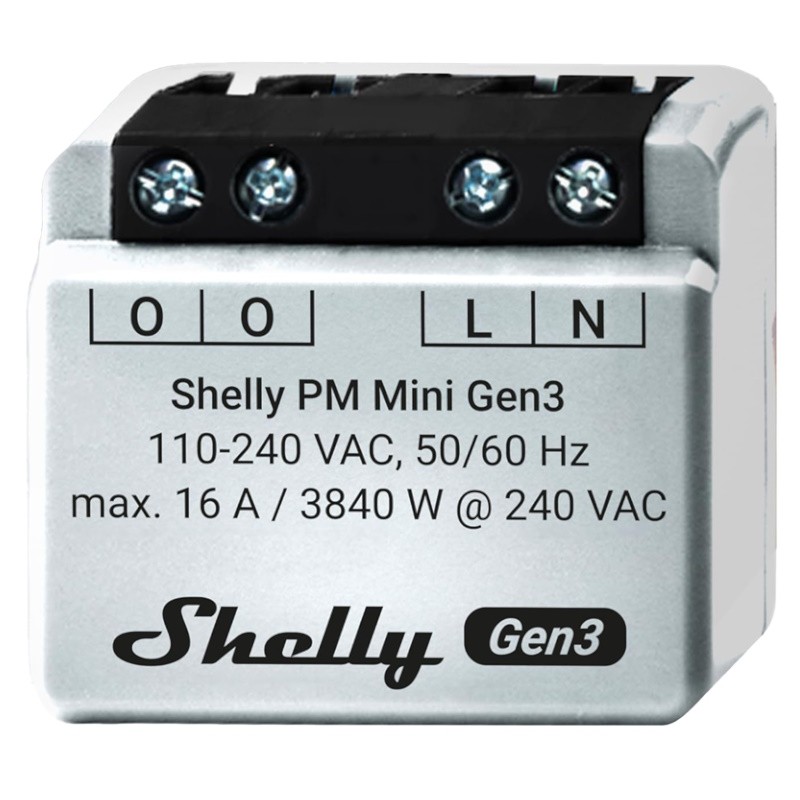 Shelly PM Mini Gen3 WiFi - Medidor de consumo 16A sin HUB