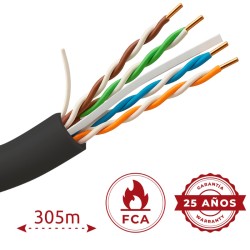 Safire UTP6-305-BC-OUTDOOR - Cable UTP Cat6 exterior rígido OFC cobre puro 305m