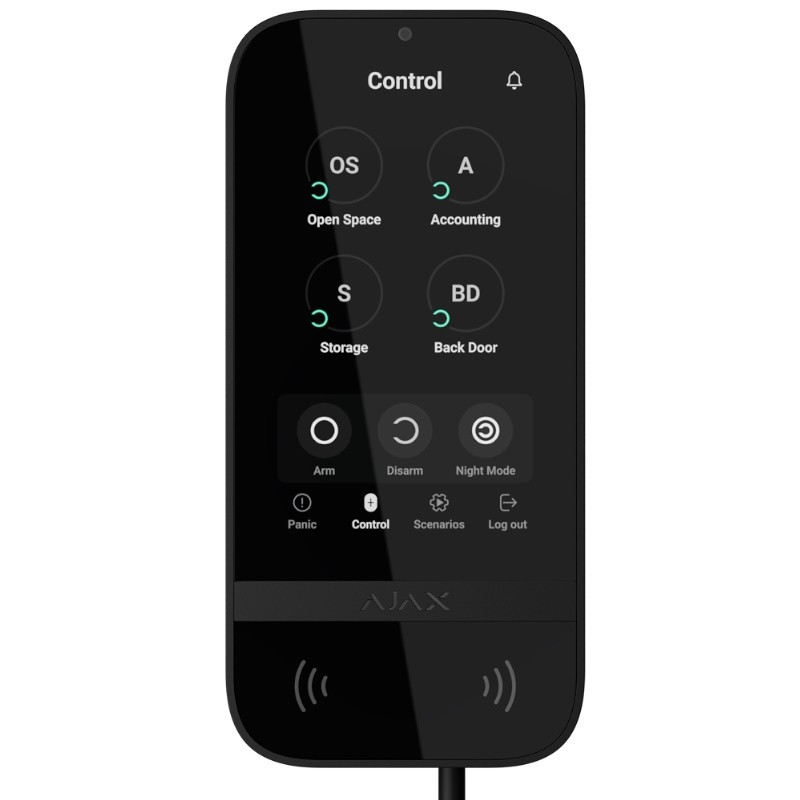 Ajax FIBRA-KEYPADTOUCHSCREEN-B - Teclado cableado Ajax Fibra con pantalla táctil IPS