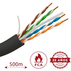 Safire UTP6-500-BC-OUTDOOR - Cable UTP de Cobre Rígido OFC para Exterior Negro