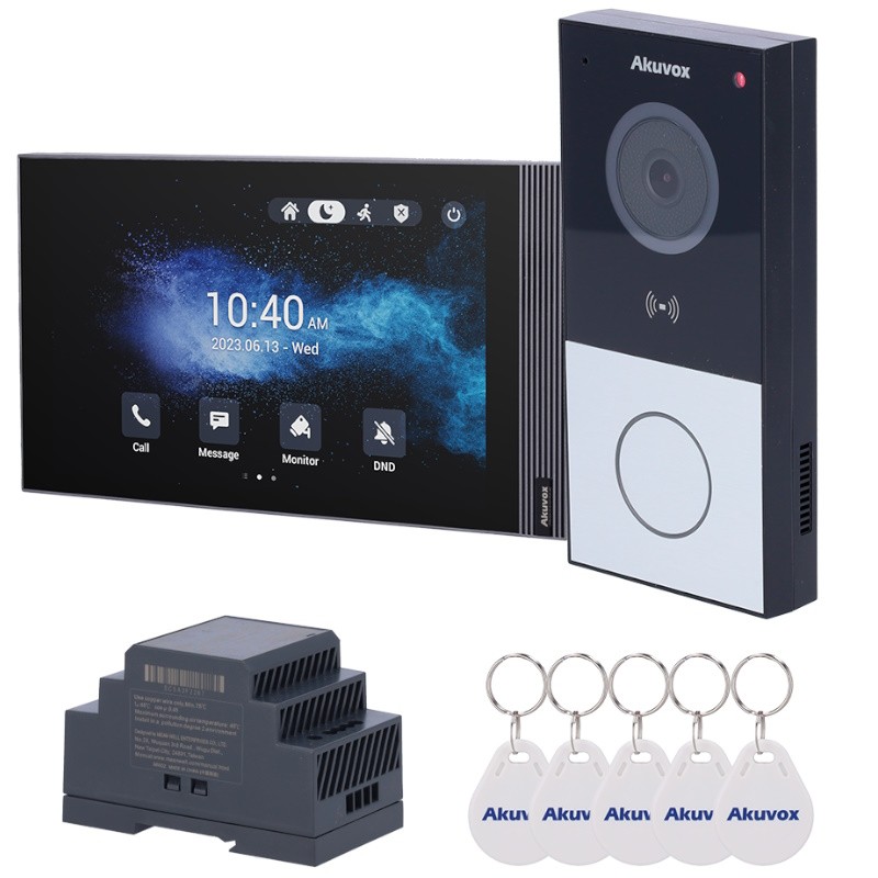 Akuvox AK-KIT204 - Kit de videoportero Akuvox de 2 hilos con monitor WiFi