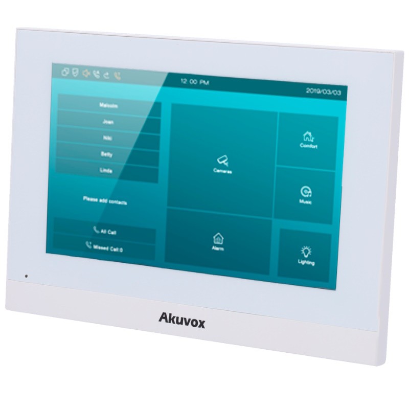 Akuvox AK-C313W-LP-2-WHITE - Monitor Akuvox blanco con pantalla táctil de 7"