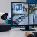 Sistema CCTV con cámaras de seguridad, grabador y monitor de videovigilancia