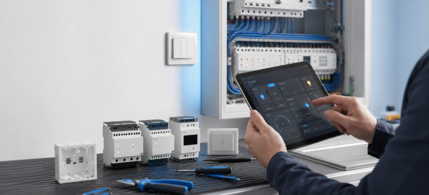 Instalador configurando productos de Shelly