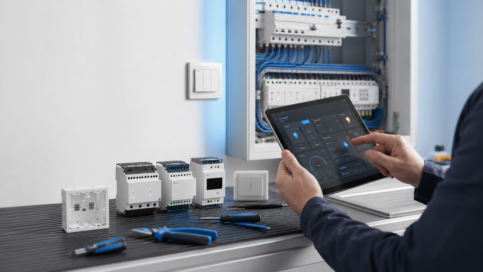 Instalador configurando productos de Shelly