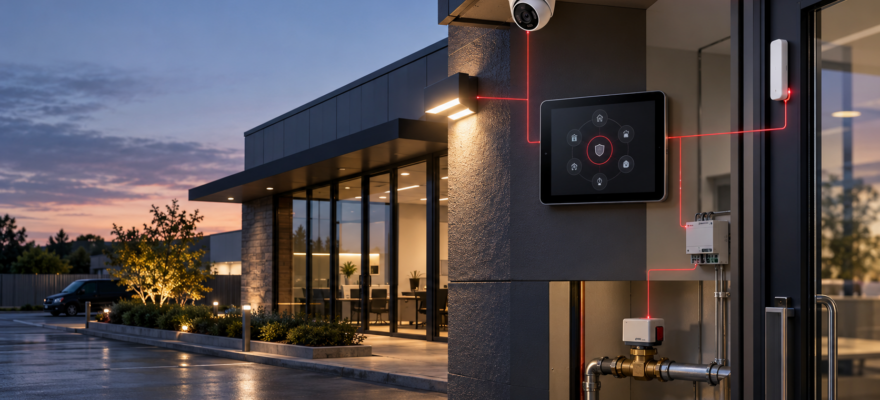 Sistema profesional con seguridad, cámaras CCTV y automatización coordinadas mediante escenarios